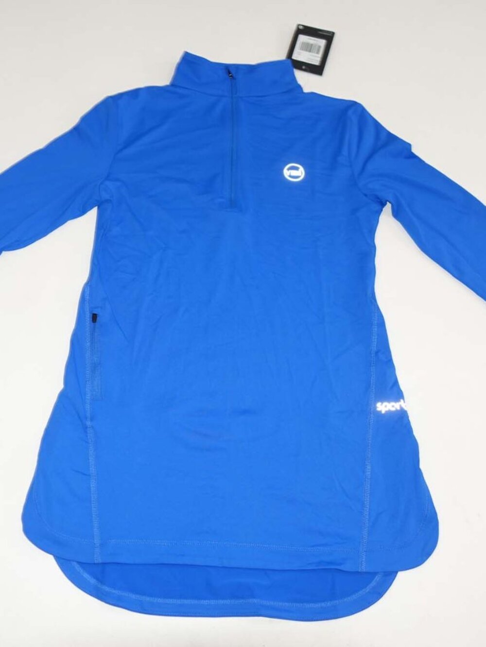 Veil Women's Spark Half Zip Athletic Tunic Shirt Small NWT Long Sleeves Blue S